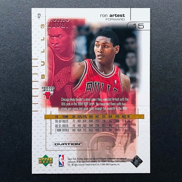 Ron Artest - 2001-02 Upper Deck Ovation #12 - Picture 2 of 2